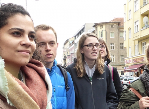 Franziska Lys and students in Germany