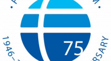 Fulbright logo showing a stylized globe with the text Fulbright Program 1946-2021 75th anniversary.