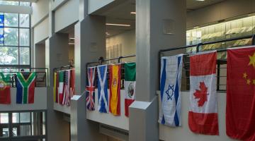 International flags hung in Rubloff 